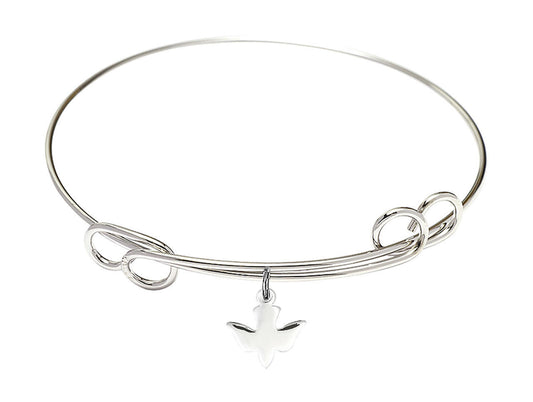 Holy Spirit Double Loop Bangle Bracelet - Sterling Silver Charm