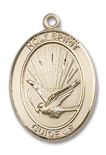 Holy Spirit Medal - 14kt Gold Oval Pendant 3 Sizes