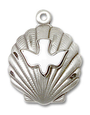 Holy Spirit on a Shell Pendant - Sterling Silver 3/4" x 5/8" (1259SS)