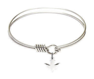 Holy Spirit Round Eye Hook Bangle Bracelet - Sterling Silver Charm - 6.25 Inch  (0225SS)