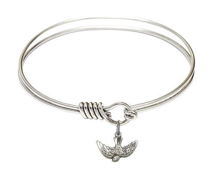 Holy Spirit Round Eye Hook Bangle Bracelet - Sterling Silver Charm - 6.25 Inch 5911SS