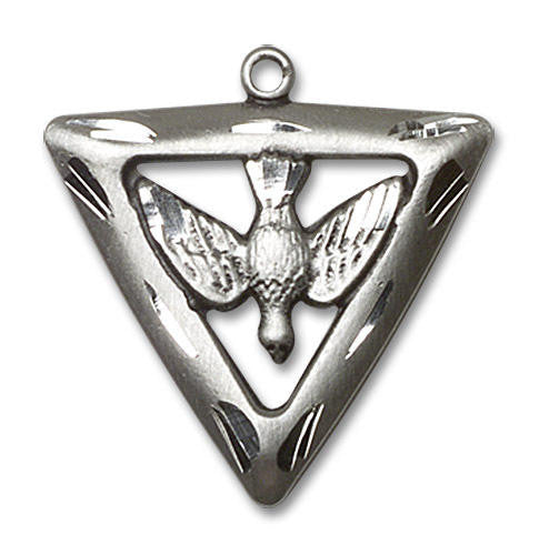 Holy Spirit Triangle Pendant - Sterling Silver 1 x 7/8 1630SS