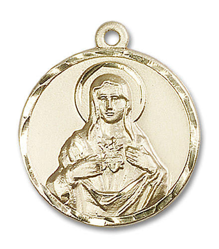 Immaculate Heart of Mary Medal - 14kt Gold 1 x 7/8 Pendant 0068