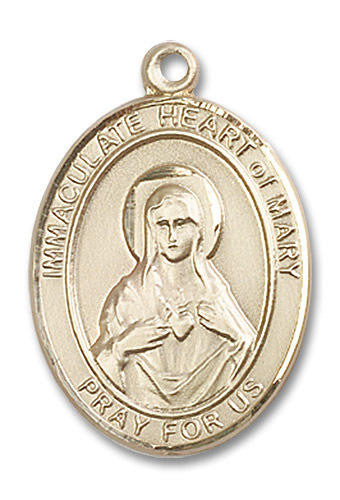 Immaculate Heart of Mary Medal - 14kt Gold Oval Pendant 3 Sizes