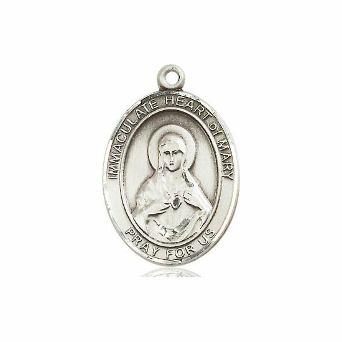 Immaculate Heart of Mary Medal - Sterling Silver Oval Pendant 3 Sizes