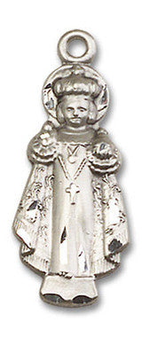 Infant of Prague Figurine Pendant - Sterling Silver 1" x 3/8" (0824SS)