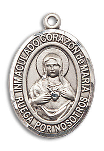 Inmaculado Corazon De Maria Medal - Sterling Silver Oval Pendant 2 Sizes