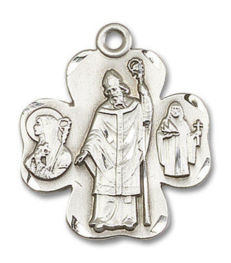 Irish Saints Shamrock Pendant - Sterling Silver 1" x 7/8" (4148SS)
