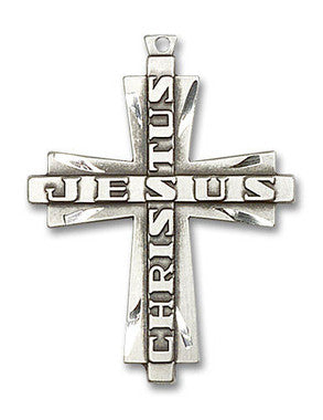 Jesus Christus Cross Pendant - Sterling Silver 1 3/8" x 1" (6034SS)