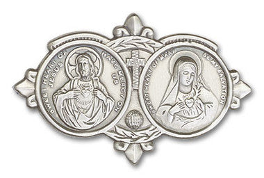 Jesus and Mary Visor Clip - Silver Finish (1096V)
