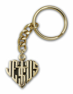 Heart of Jesus Medal Keychain - Gold Finish