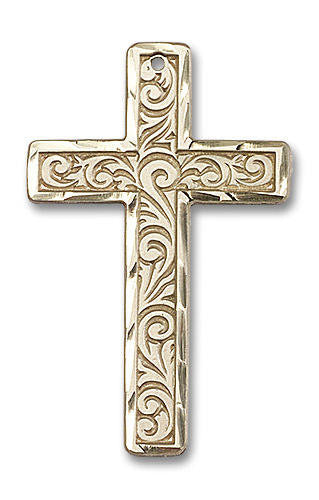 Knurled Cross Pendant - 14kt Gold 1 3/4 x 1 5737