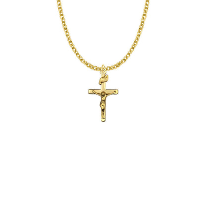 Ladies Crucifix Necklace - 14kt Gold-Filled Pendant On 18 Gold-Plated Chain SX1356GH