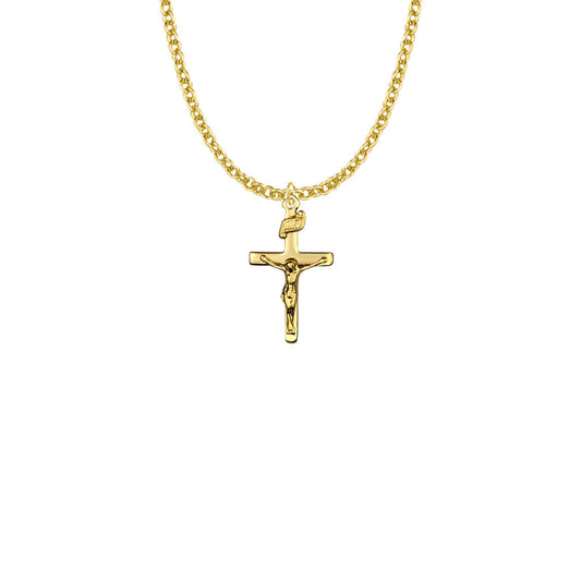 Ladies Crucifix Necklace - 14kt Gold-Filled Pendant On 18 Gold-Plated Chain SX1356GH