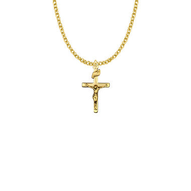 Ladies Crucifix Necklace - 14kt Gold-Filled Pendant On 18" Gold-Plated Chain (SX1356GH)