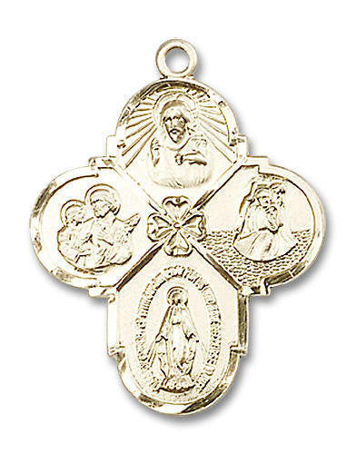 Large 4-Way Medal - 14kt Gold 1 1/8 x 7/8 Pendant 0478