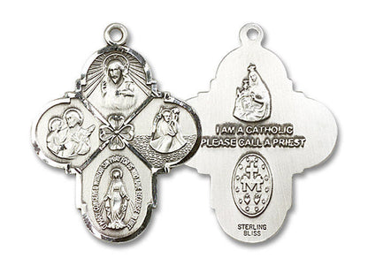 Large 4-Way Medal - Sterling Silver 1 1/8 x 7/8 Pendant 0478SS