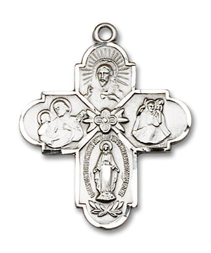 Large 4-Way Medal - Sterling Silver 1 x 7/8 Pendant 0043SS