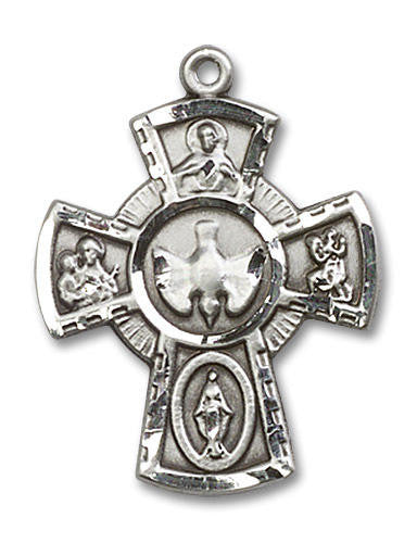 Large 5-Way Medal - Sterling Silver 1 x 3/4 Oval Pendant 2045SS