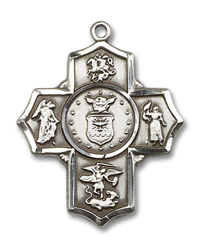 Large Air Force 5-Way Medal - Sterling Silver 1 1/4 x 1 Pendant 5790SS1