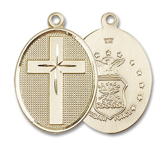 Large Air Force Cross Medal - 14kt Gold 1 1/8 x 3/4 Oval Pendant 0783
