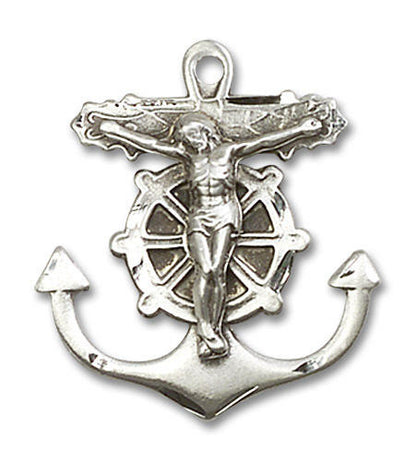 Large Anchor Crucifix Pendant - Sterling Silver 1 x 7/8 5685SS
