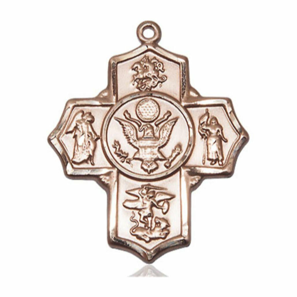 Large Army 5-Way Medal - 14kt Gold 1 1/4 x 1 Pendant 5790