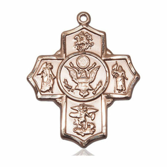 Large Army 5-Way Medal - 14kt Gold 1 1/4 x 1 Pendant 5790