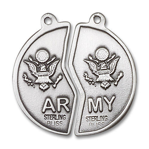 Large Army Mizpah Medal Necklaces - Sterling Silver Pendant On 18 and 24 Chains 2012SS2