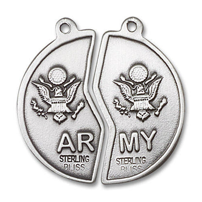 Large Army Mizpah Medal Necklaces - Sterling Silver Pendant On 18 and 24 Chains 2012SS2