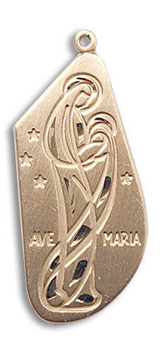 Large Ave Maria Pendant - 14kt Gold 1 1/4 x 1/2 4272