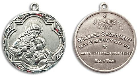 Large Blessed Sacrament Medal - Sterling Silver 1 1/4 x 1 1/8 Round Pendant 4199SS