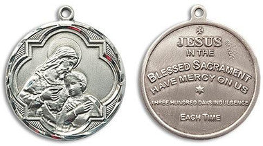 Large Blessed Sacrament Medal - Sterling Silver 1 1/4" x 1 1/8" Round Pendant (4199SS)