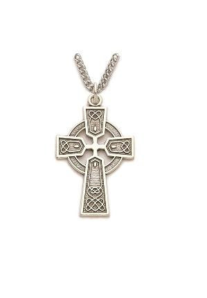 Large Celtic Cross Necklace - Sterling Silver Pendant on 24 Stainless Steel Chain SX8968SH