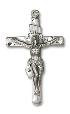 Large Crucifix Pendant - Sterling Silver 1 1/4" x 3/4" (0668SS)