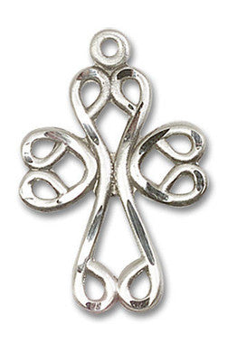 Large Cut Out Scroll Cross Pendant - Sterling Silver 1" x 5/8" (5998SS)