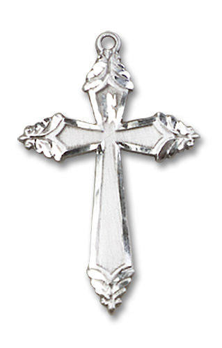 Large Embellished Cross Pendant - Sterling Silver 1 1/8 x 5/8 0665YSS