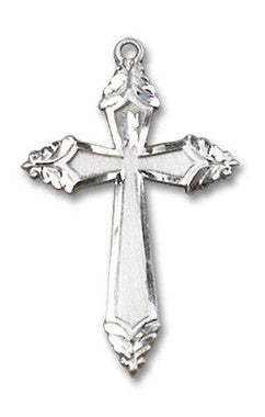 Large Embellished Cross Pendant - Sterling Silver 1 1/8" x 5/8" (0665YSS)