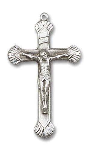 Large Embellished Crucifix Pendant - Sterling Silver 1 1/8 x 5/8 0664SS