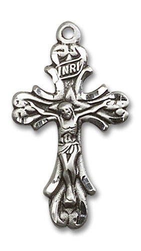 Large Embellished Crucifix Pendant - Sterling Silver 1 x 1/2 5421SS