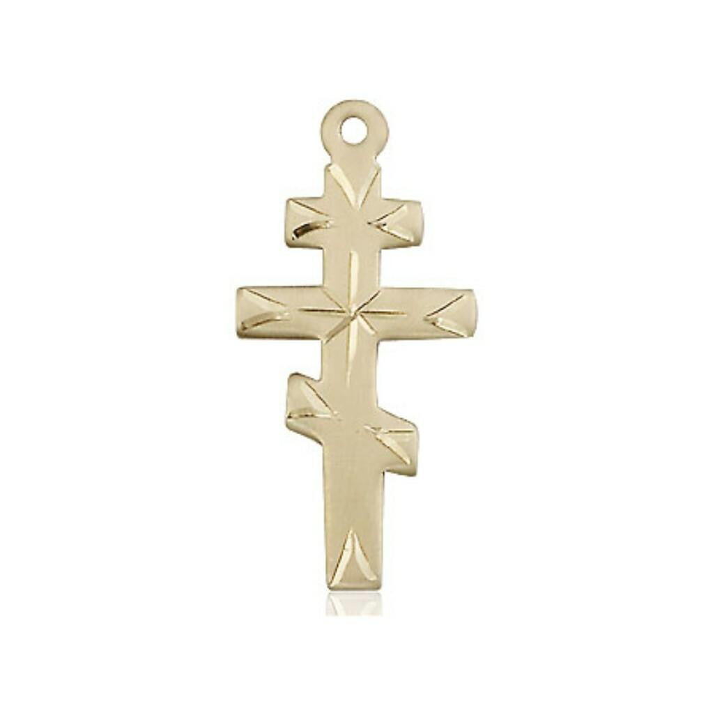 Large Embellished Greek Orthodox Cross Pendant - 14kt Gold 1 x 1/2 5416