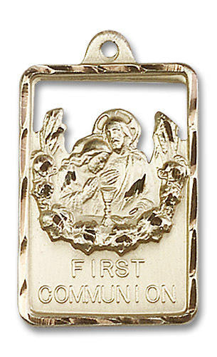 Large First Communion and Reconciliation Medal - 14kt Gold 1 1/8 x 3/4 Pendant 4201