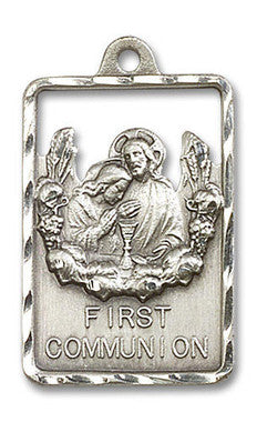 Large First Communion & Reconciliation Medal - Sterling Silver 1 1/8" x 3/4" Pendant (4201SS)