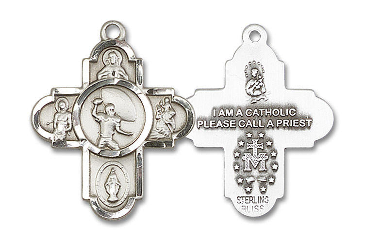 Large Football 5-Way Medal - Sterling Silver 1 1/8 x 1 5/8 Pendant 5741SS