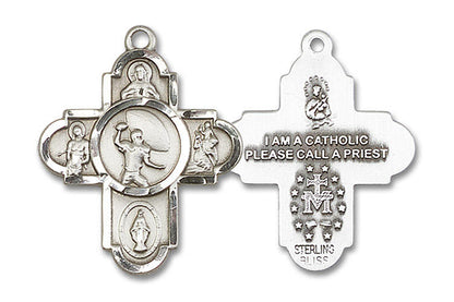 Large Football 5-Way Medal - Sterling Silver 1 1/8 x 1 5/8 Pendant 5741SS