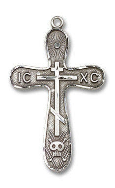 Large Golgotha Cross Pendant - Sterling Silver 1 1/4" x 3/4" (0263SS)