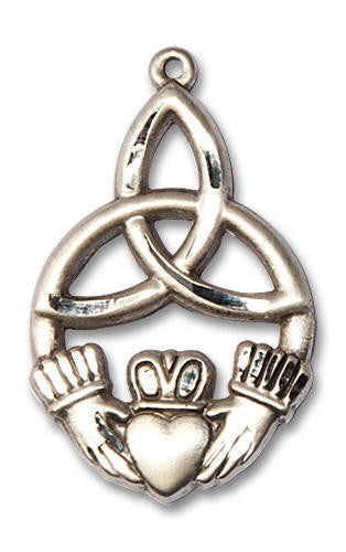 Large Irish Knot Claddagh Pendant - Sterling Silver 1 1/4 x 3/4 5102SS