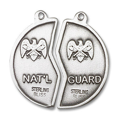Large National Guard Mizpah Medal Necklaces - Sterling Silver Pendant On 18 and 24 Chains 2012SS5