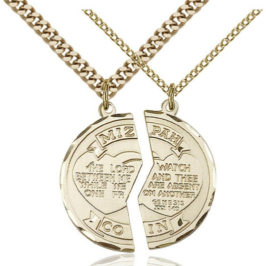 Large Navy Mizpah Medal Necklaces - 14kt Gold Pendant On 18 and 24 Chains 2012