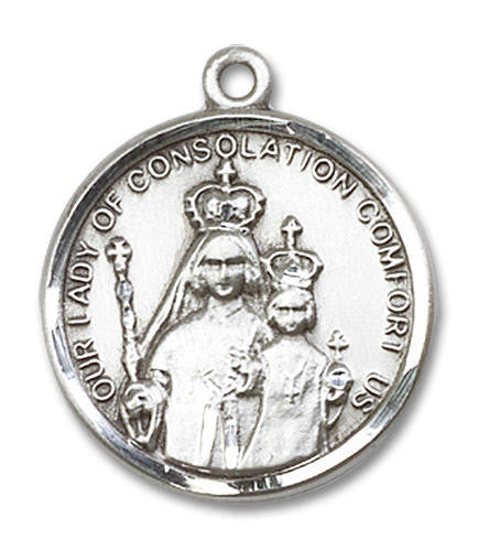 Large Our Lady of Consolation Medal - Sterling Silver 7/8 x 3/4 Round Pendant 0038SS